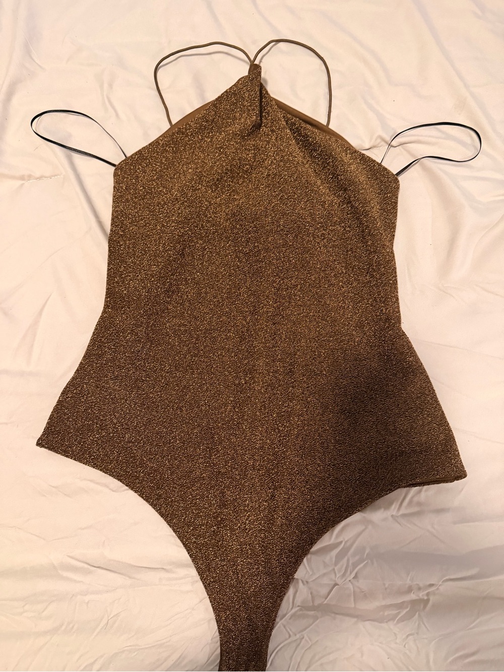 H&M Metallic Brown Halter-Style Bodysuit